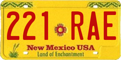 NM license plate 221RAE