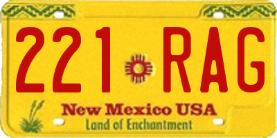 NM license plate 221RAG