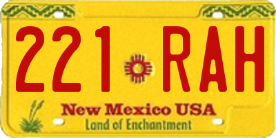 NM license plate 221RAH