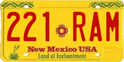 NM license plate 221RAM