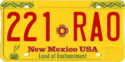 NM license plate 221RAO