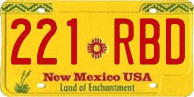 NM license plate 221RBD