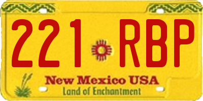 NM license plate 221RBP