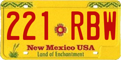 NM license plate 221RBW