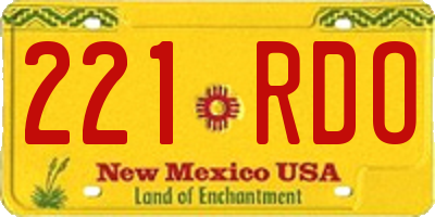 NM license plate 221RDO