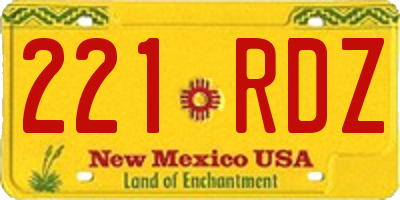 NM license plate 221RDZ