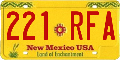 NM license plate 221RFA