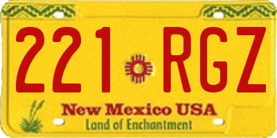 NM license plate 221RGZ
