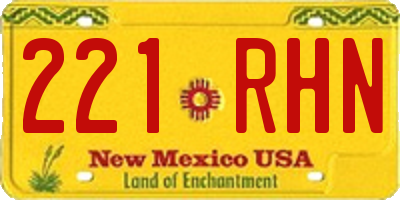 NM license plate 221RHN
