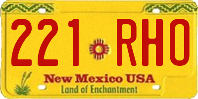 NM license plate 221RHO