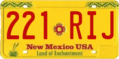 NM license plate 221RIJ