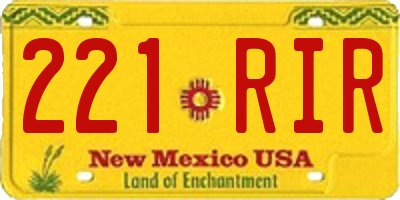 NM license plate 221RIR