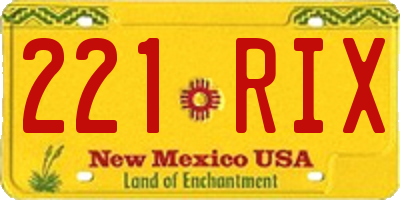NM license plate 221RIX