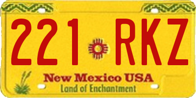 NM license plate 221RKZ
