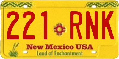 NM license plate 221RNK