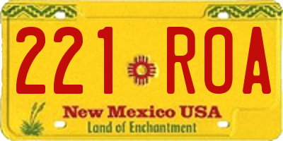 NM license plate 221ROA