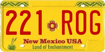 NM license plate 221ROG