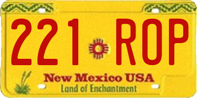 NM license plate 221ROP