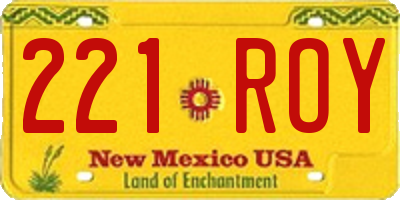 NM license plate 221ROY