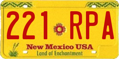 NM license plate 221RPA