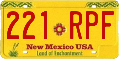 NM license plate 221RPF