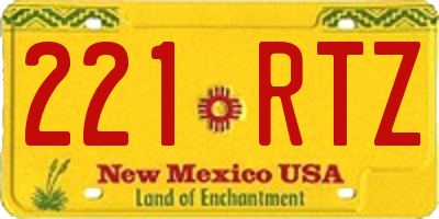 NM license plate 221RTZ