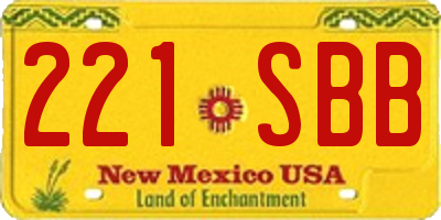 NM license plate 221SBB