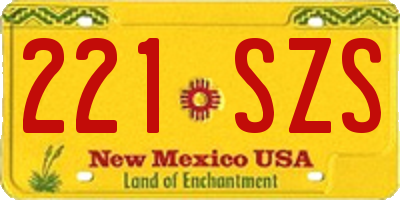 NM license plate 221SZS