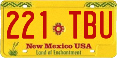 NM license plate 221TBU