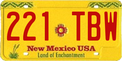 NM license plate 221TBW