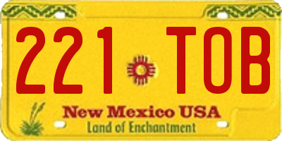 NM license plate 221TOB