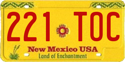 NM license plate 221TOC