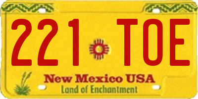 NM license plate 221TOE