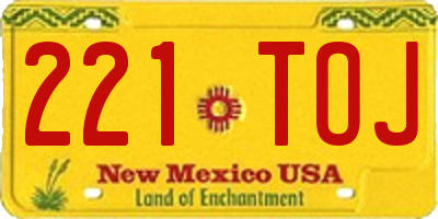 NM license plate 221TOJ
