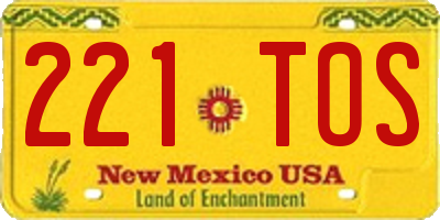 NM license plate 221TOS