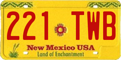 NM license plate 221TWB