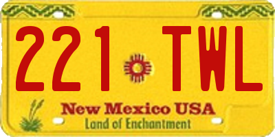 NM license plate 221TWL
