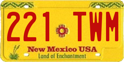 NM license plate 221TWM