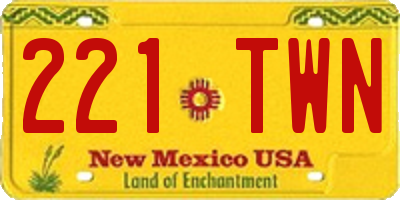 NM license plate 221TWN
