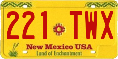 NM license plate 221TWX