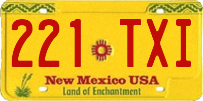 NM license plate 221TXI
