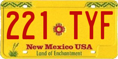 NM license plate 221TYF