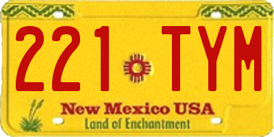 NM license plate 221TYM