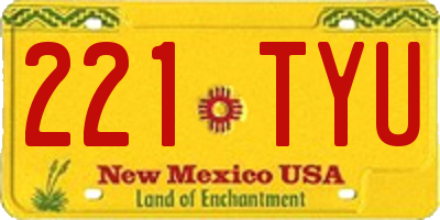 NM license plate 221TYU