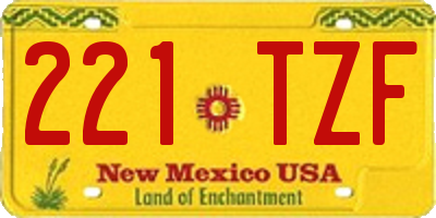 NM license plate 221TZF