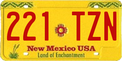 NM license plate 221TZN