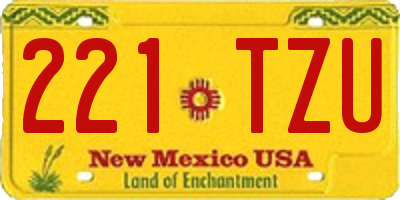 NM license plate 221TZU