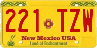 NM license plate 221TZW