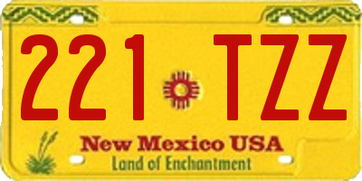 NM license plate 221TZZ
