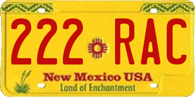 NM license plate 222RAC